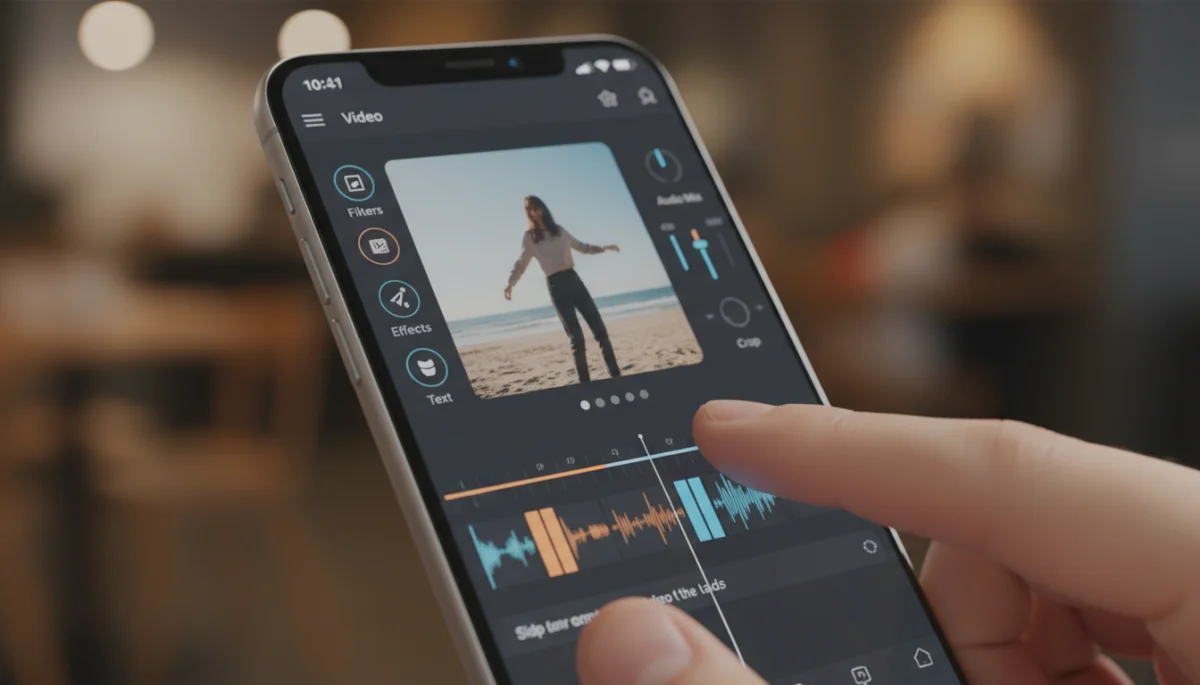 Interface de aplicativo de edição de vídeo em smartphone