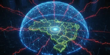 Escudo digital protegendo o Brasil contra ataques cibernéticos em 2026