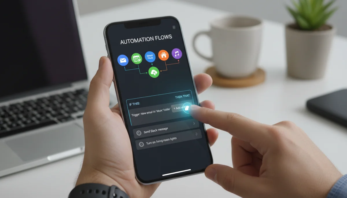 Interface de aplicativo de automação em smartphone
